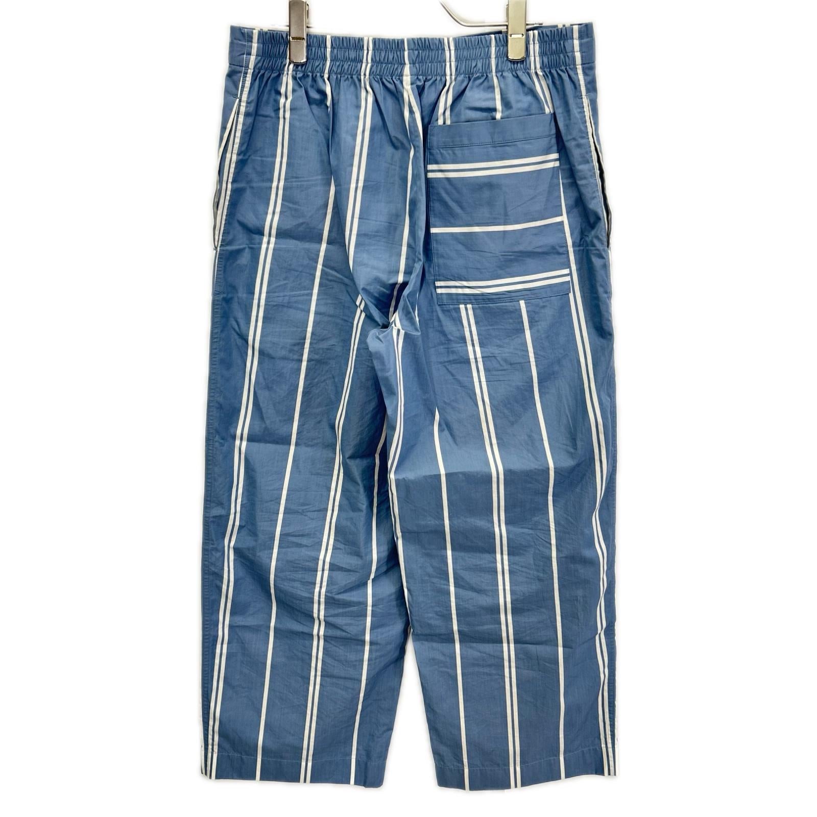 JIL SANDER+ ジルサンダープラス ZSPMBS0004 ブルー ストライプ コットン リラックス パンツ ボトムス