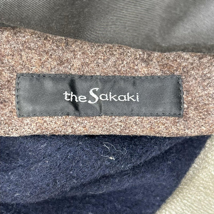 the sakaki ザサカキ ネイビー×カーキ アームレザー スタジャン ジャケット