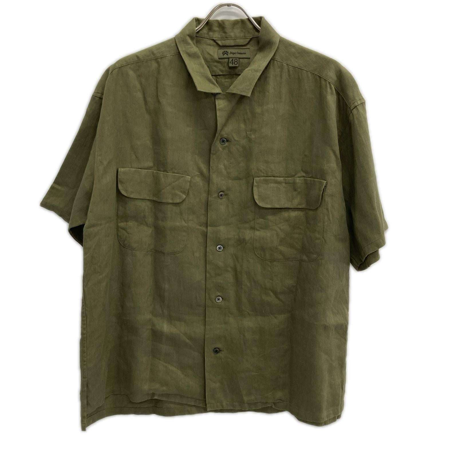 NIGEL CABOURN ナイジェルケーボン カーキ LINEN TWILL オープンカラー SS シャツ トップス