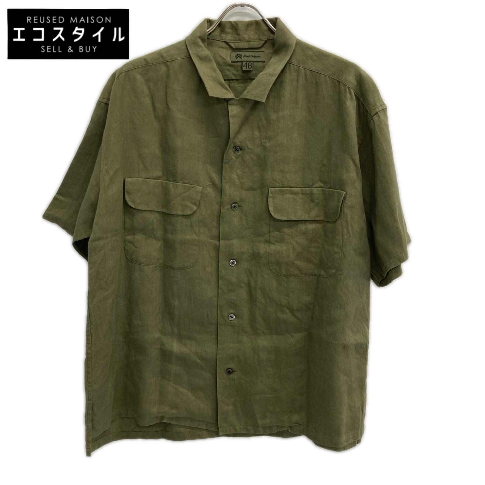 NIGEL CABOURN ナイジェルケーボン カーキ LINEN TWILL オープンカラー SS シャツ トップス