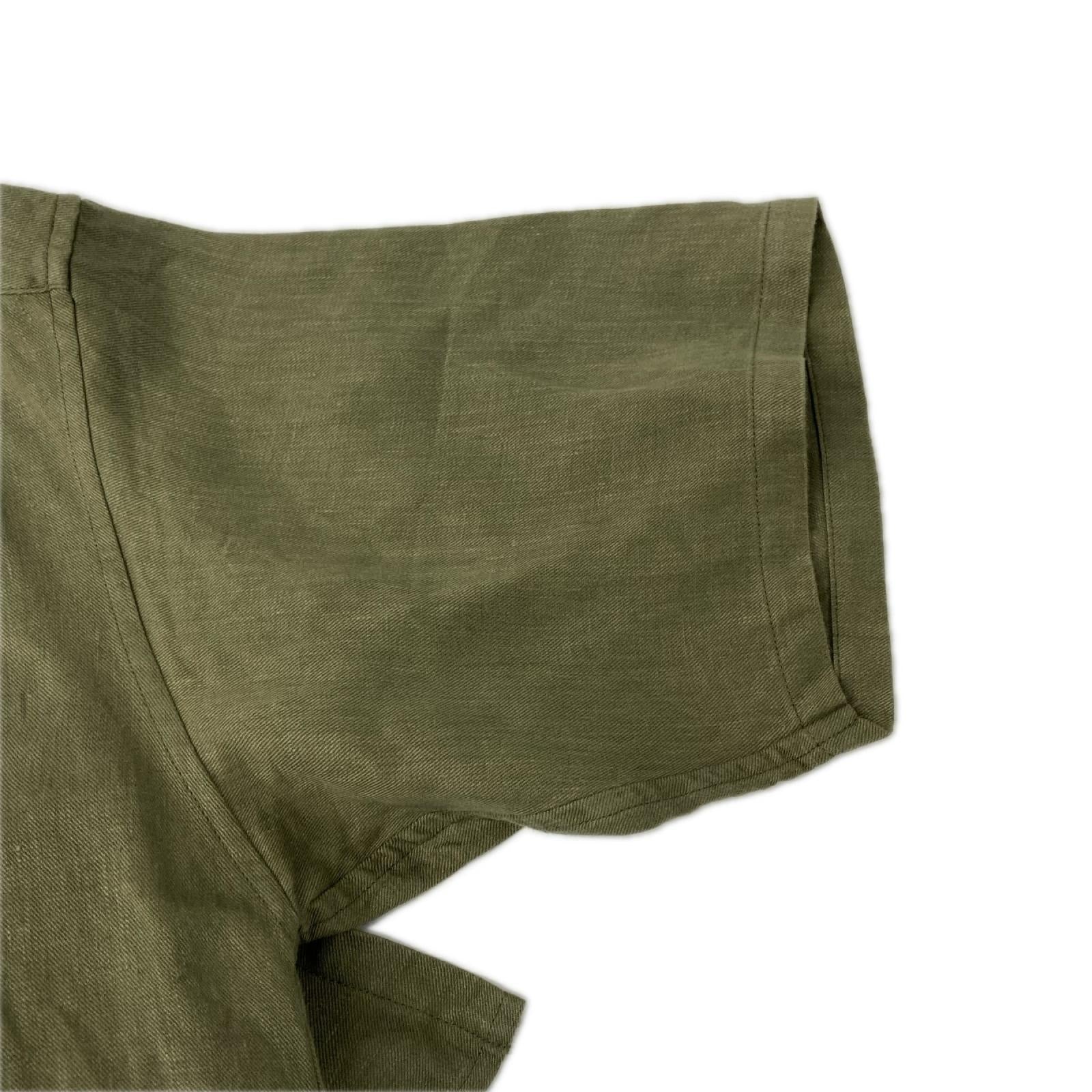 NIGEL CABOURN ナイジェルケーボン カーキ LINEN TWILL オープンカラー SS シャツ トップス