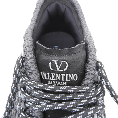 VALENTINO ヴァレンティノ 美品 クロシェ ローカット スニーカー シューズ メンズ ブラック×グレー 44 シューズ