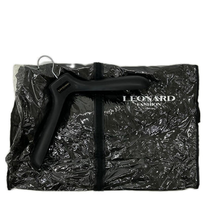 LEONARD レオナール ブラック×マルチカラー カシミヤ混 花柄 チェスターコート コート