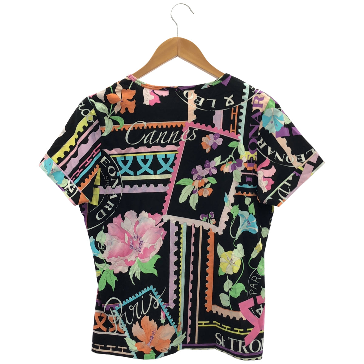 LEONARDSPORT レオナールスポーツ 0578636 ブラック×マルチカラー 総柄 半袖Tシャツ トップス