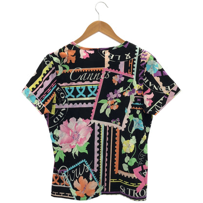 LEONARDSPORT レオナールスポーツ 0578636 ブラック×マルチカラー 総柄 半袖Tシャツ トップス