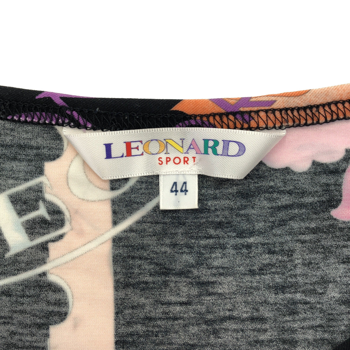 LEONARDSPORT レオナールスポーツ 0578636 ブラック×マルチカラー 総柄 半袖Tシャツ トップス