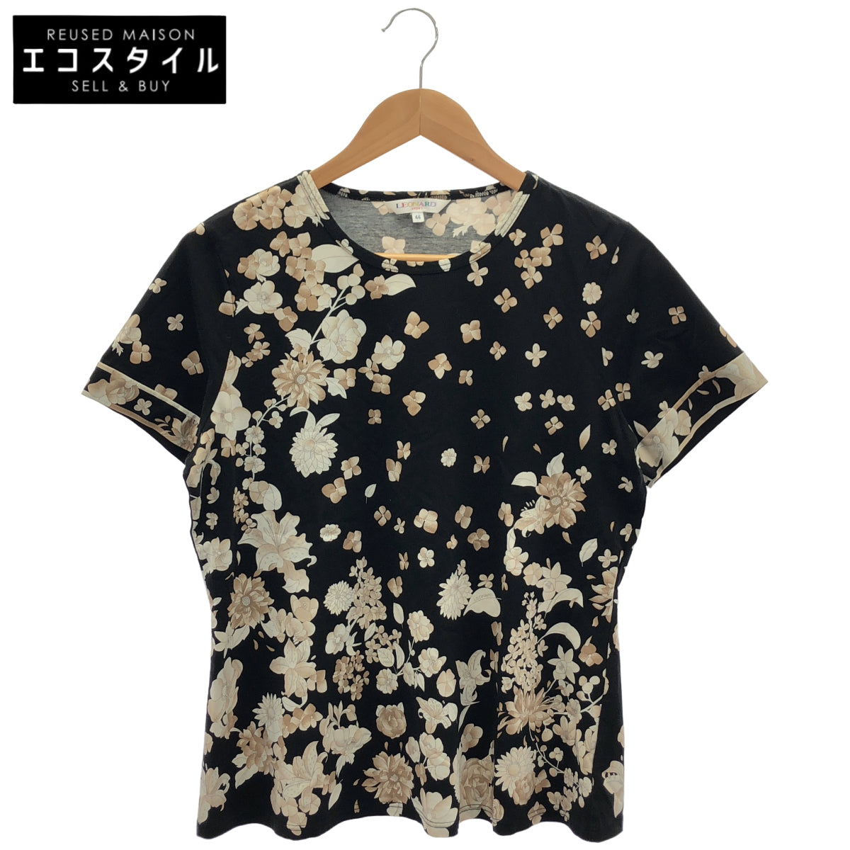 LEONARDSPORT レオナールスポーツ 0558637 ブラック 花柄 半袖Tシャツ トップス