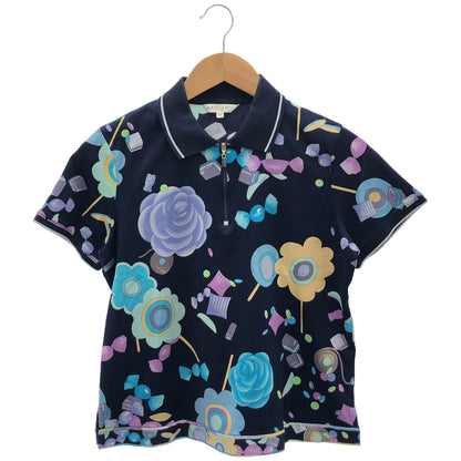 LEONARDSPORT レオナールスポーツ 0598004 ネイビー×マルチカラー ハーフジップ 半袖ポロシャツ トップス