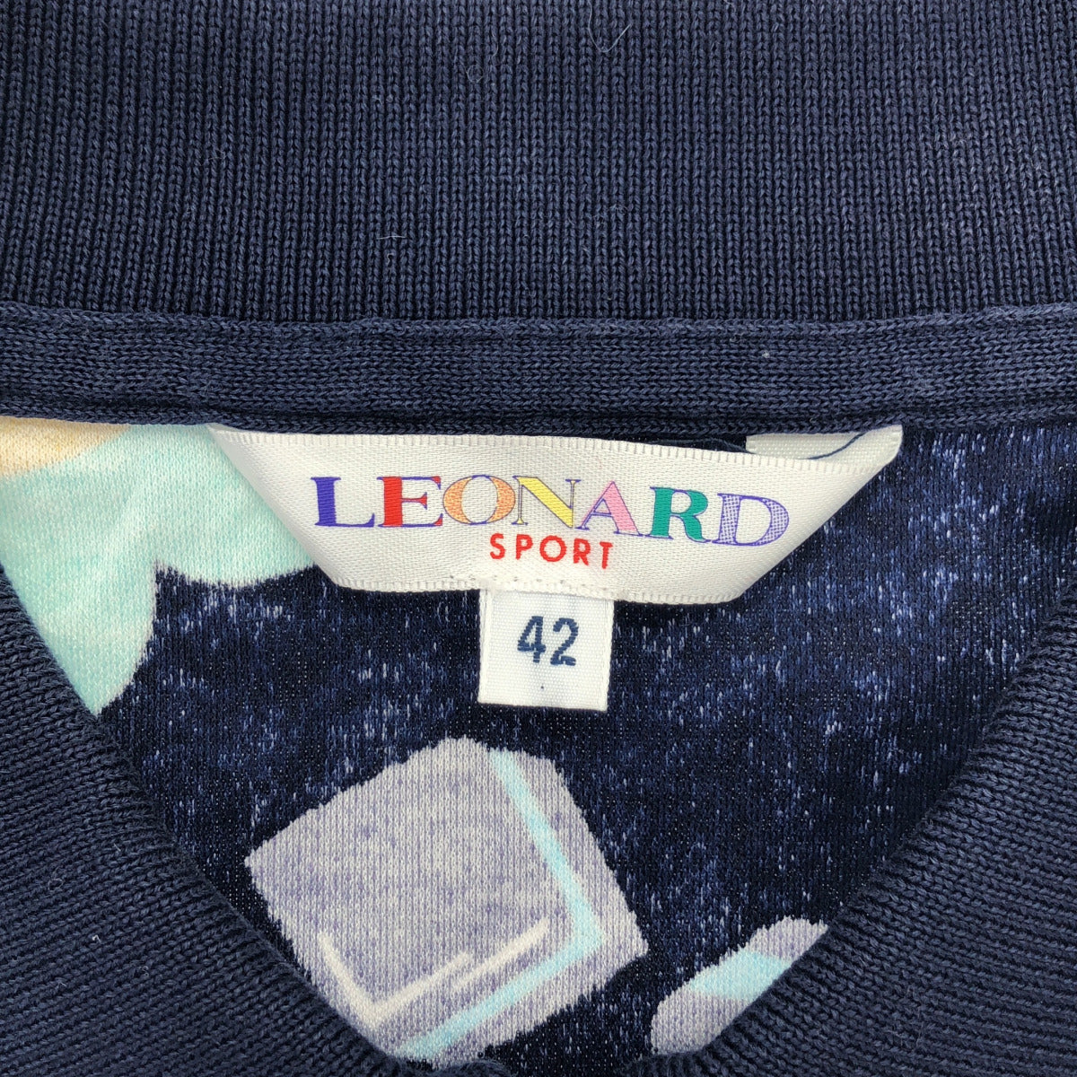 LEONARDSPORT レオナールスポーツ 0598004 ネイビー×マルチカラー ハーフジップ 半袖ポロシャツ トップス