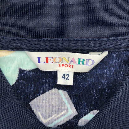 LEONARDSPORT レオナールスポーツ 0598004 ネイビー×マルチカラー ハーフジップ 半袖ポロシャツ トップス