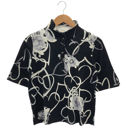LEONARDSPORT レオナールスポーツ 0538008 ブラック×マルチカラー スタンドカラー ハーフボタン 半袖トップス トップス