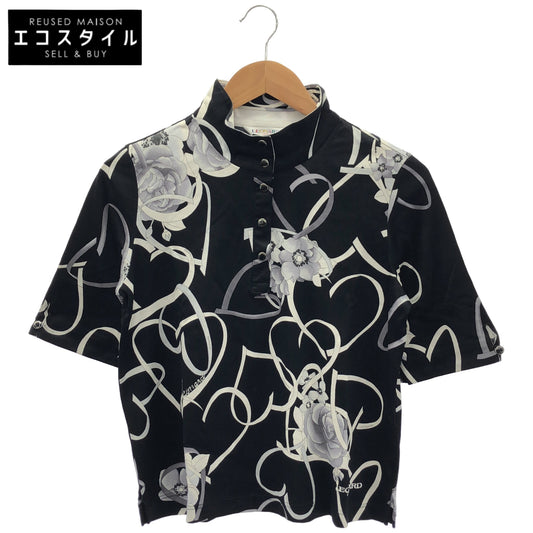 LEONARDSPORT レオナールスポーツ 0538008 ブラック×マルチカラー スタンドカラー ハーフボタン 半袖トップス トップス