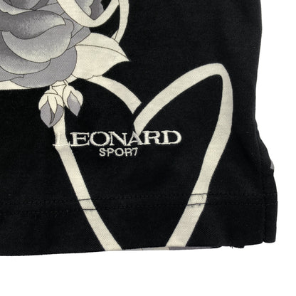 LEONARDSPORT レオナールスポーツ 0538008 ブラック×マルチカラー スタンドカラー ハーフボタン 半袖トップス トップス
