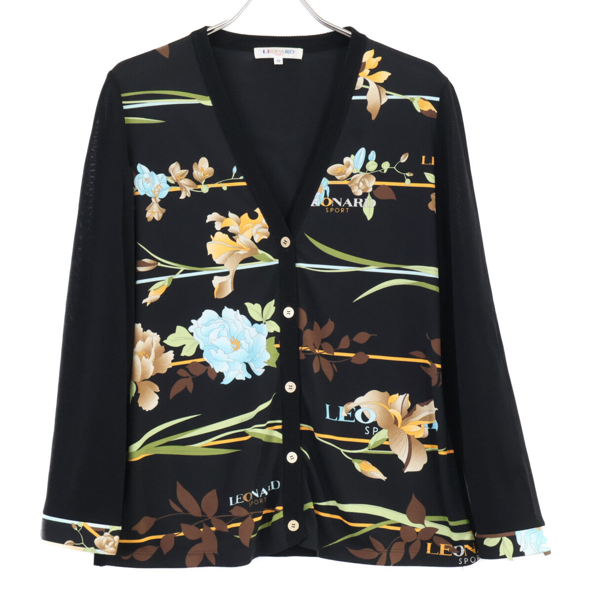LEONARDSPORT レオナールスポーツ 0528525 ブラック×マルチカラー 花柄 カーディガン トップス