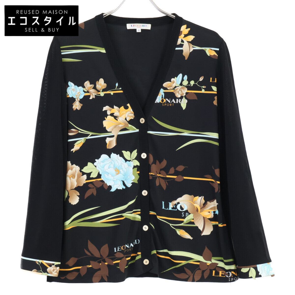 LEONARDSPORT レオナールスポーツ 0528525 ブラック×マルチカラー 花柄 カーディガン トップス