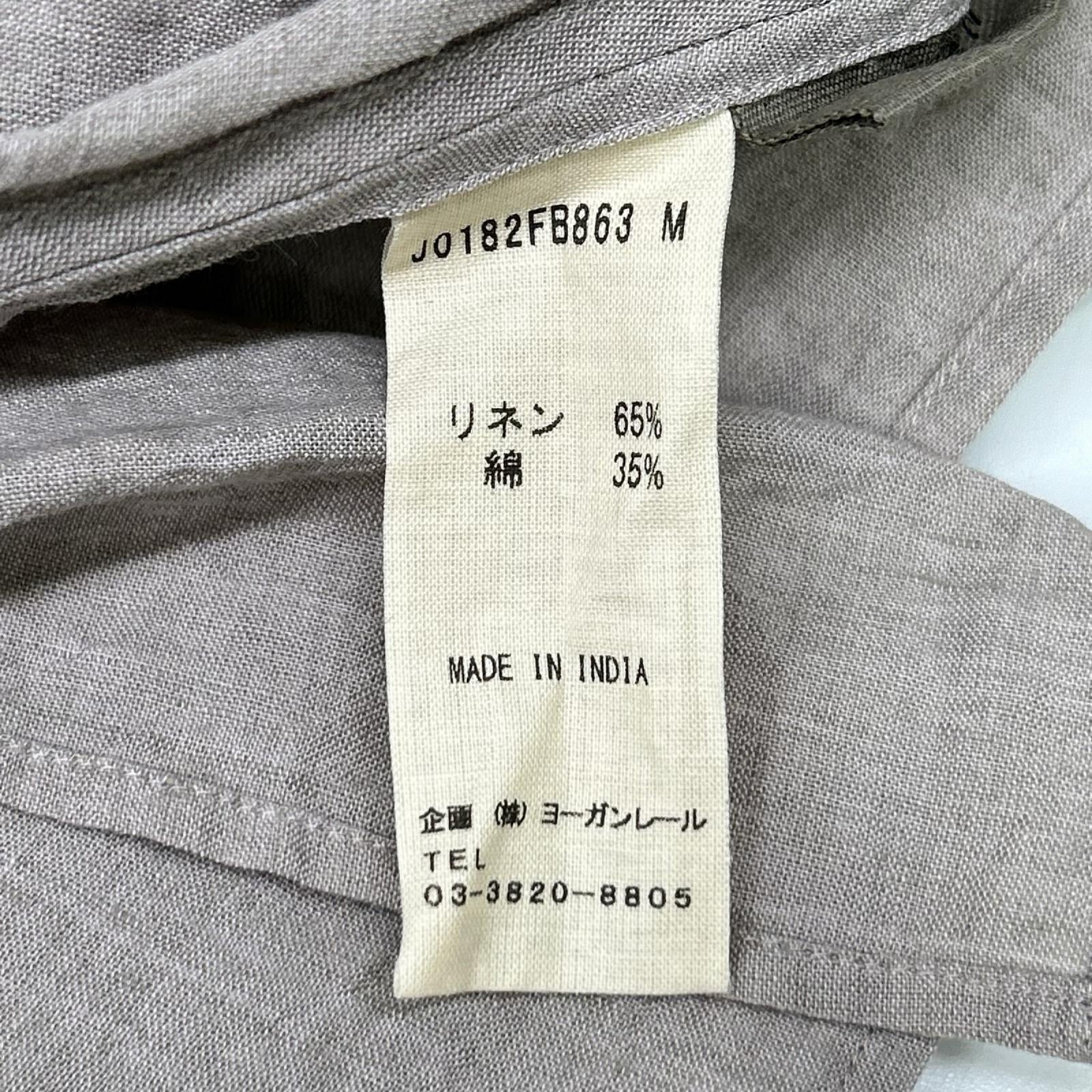 JURGEN LEHL ヨーガンレール J0182FB863 グレー リネンコットン 9分袖 ブラウス トップス