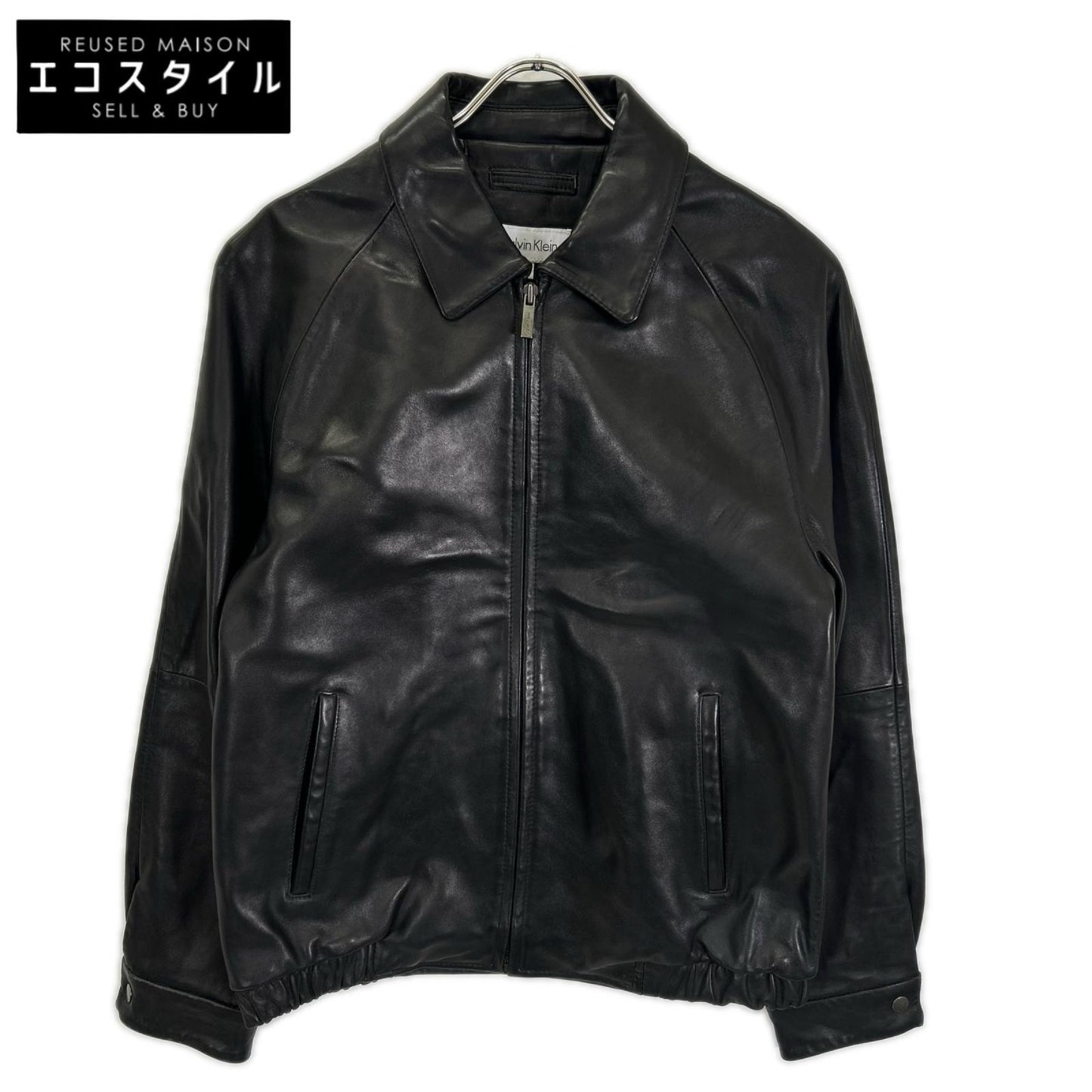 CalvinKlein カルバンクライン ブラック レザー シングルライダース ジャケット ジャケット