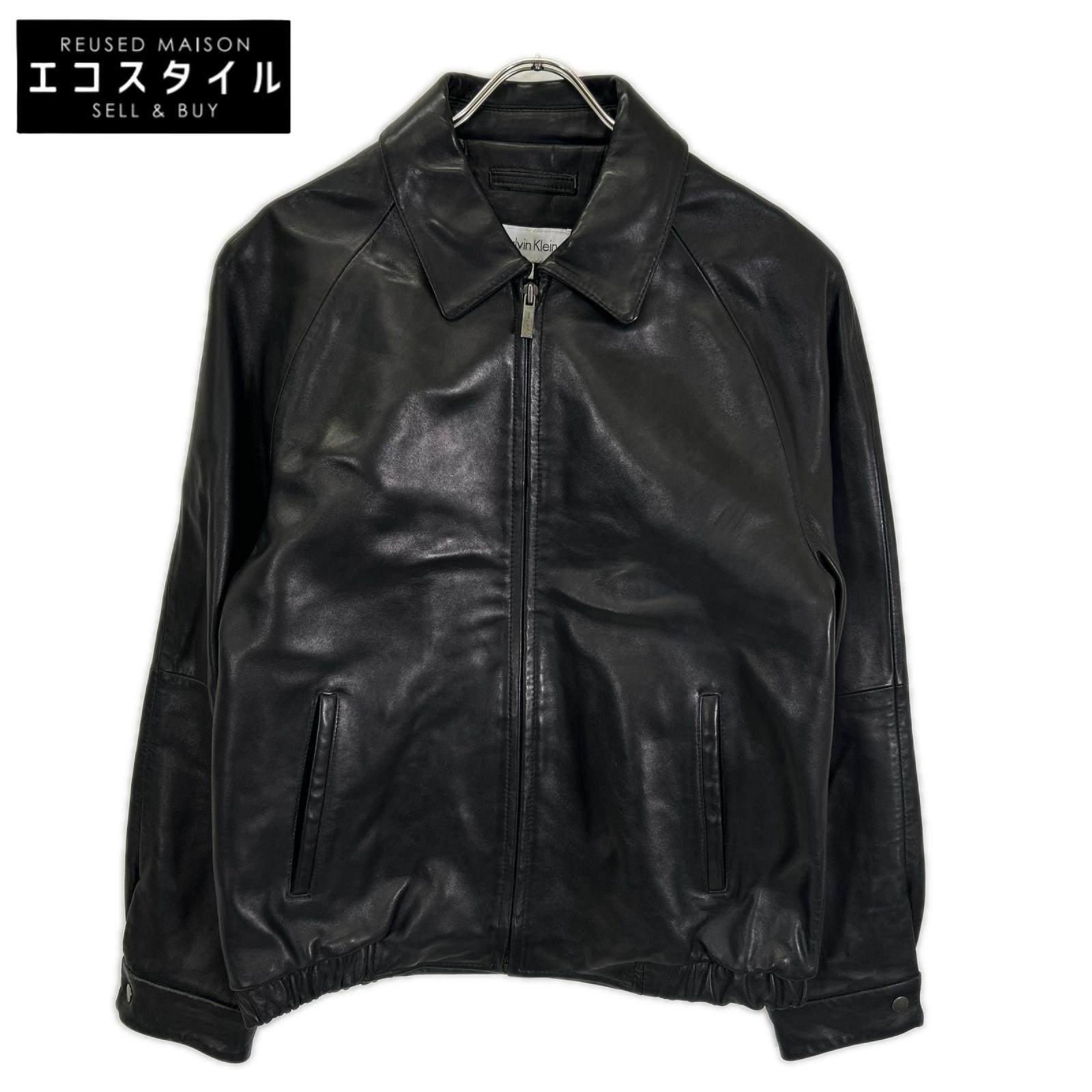 CalvinKlein カルバンクライン ブラック レザー シングルライダース ジャケット ジャケット