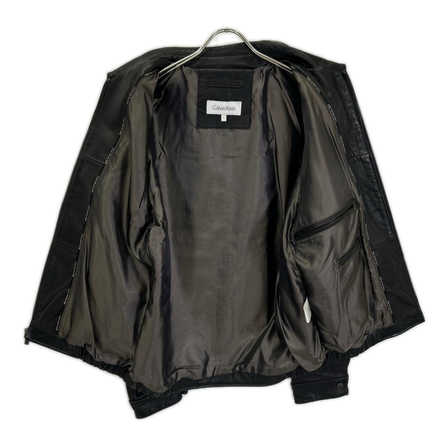 CalvinKlein カルバンクライン ブラック レザー シングルライダース ジャケット ジャケット