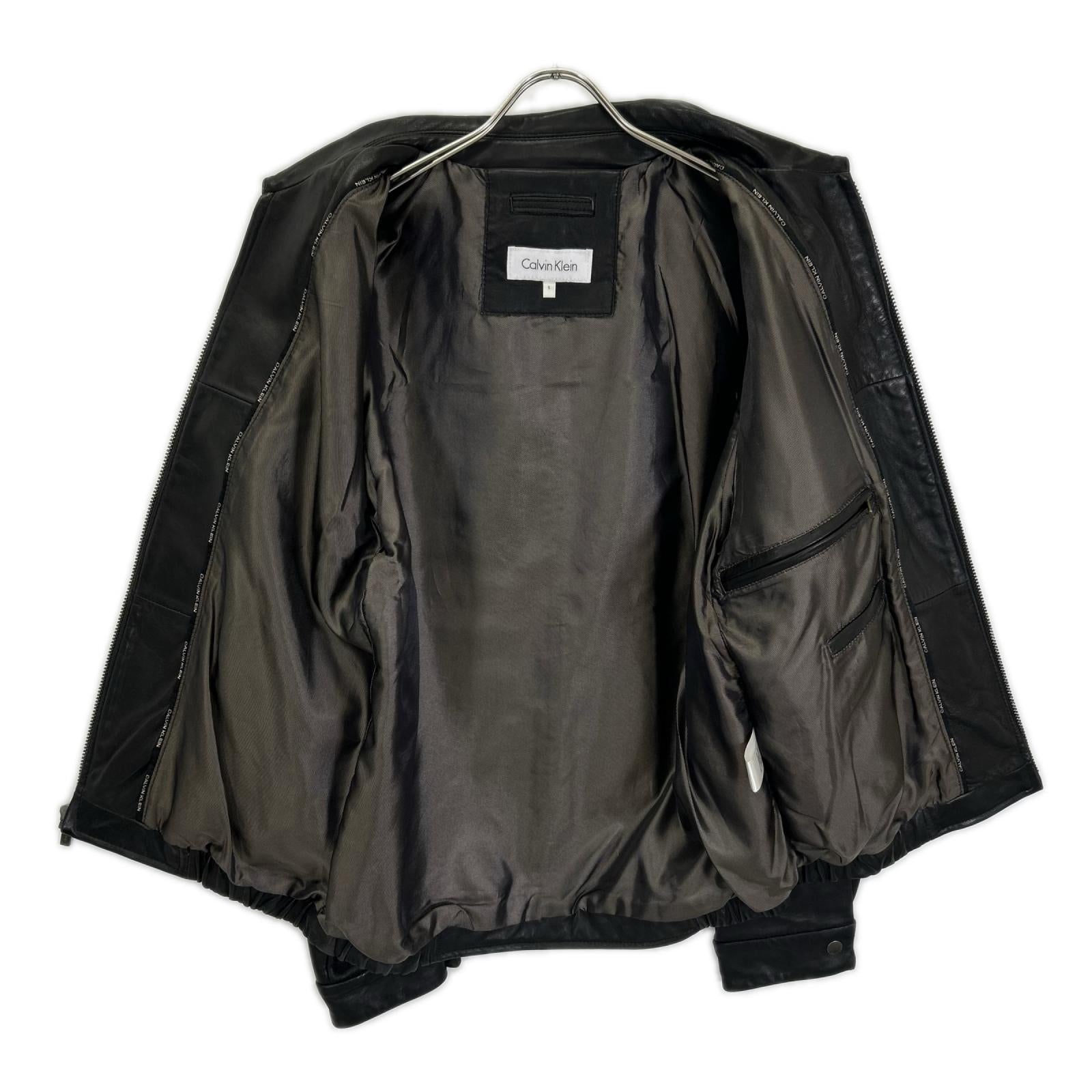 CalvinKlein カルバンクライン ブラック レザー シングルライダース ジャケット ジャケット