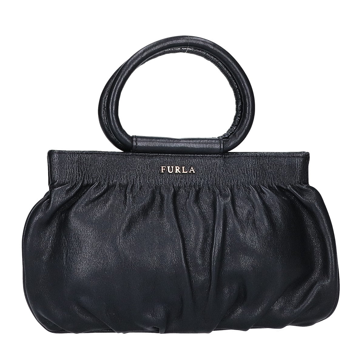 FURLA フルラ レザー ギャザー ミニ ハンドバッグ