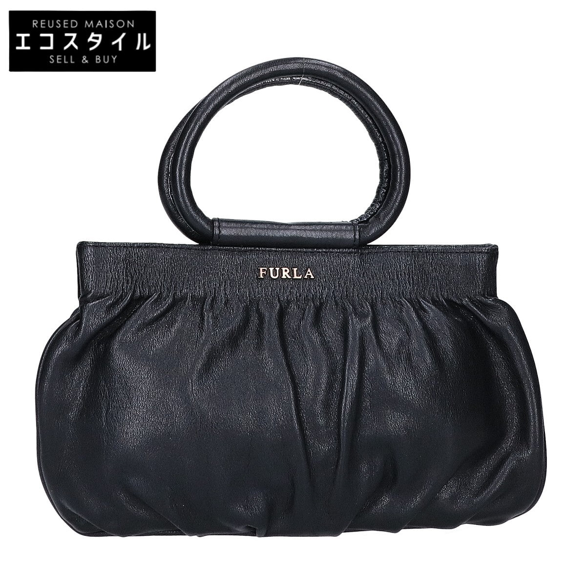 FURLA フルラ レザー ギャザー ミニ ハンドバッグ