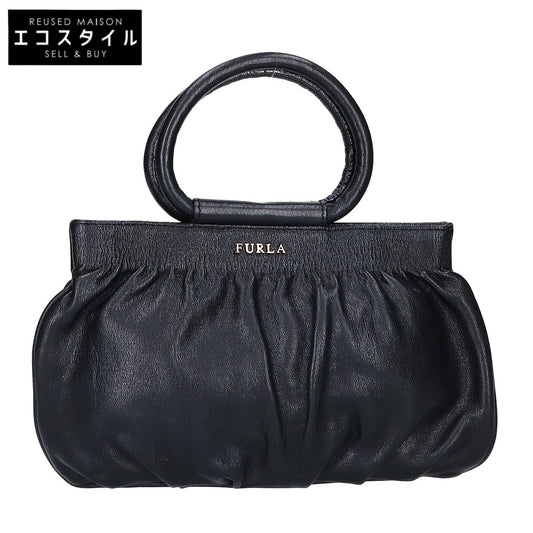 FURLA フルラ レザー ギャザー ミニ ハンドバッグ