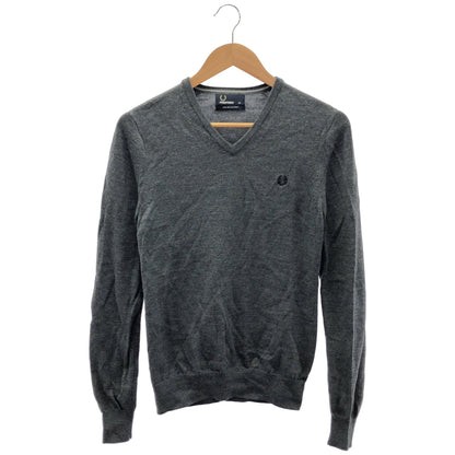 FRED PERRY フレッドペリー K7210 メリノウール100 グレー Vネックニットトップス トップス
