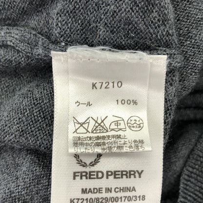 FRED PERRY フレッドペリー K7210 メリノウール100 グレー Vネックニットトップス トップス