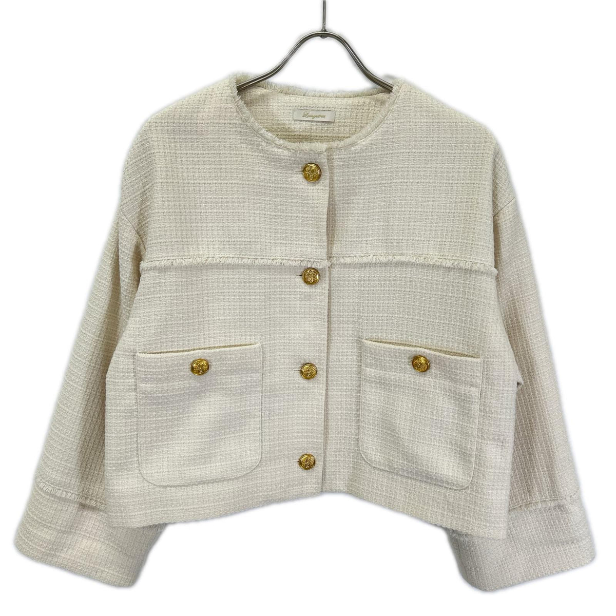 Loungedress ラウンジドレス ホワイト ツイード ノーカラージャケット ジャケット