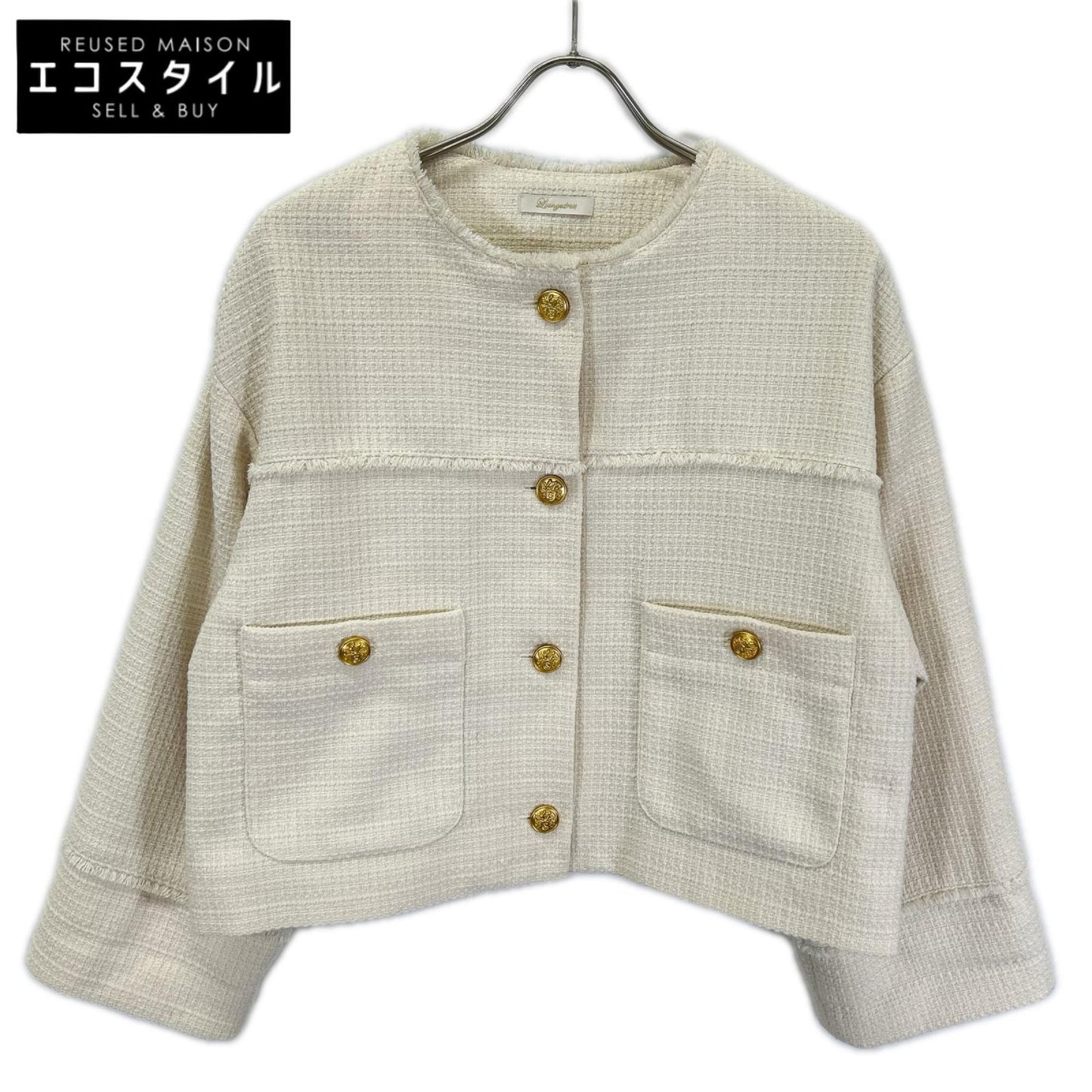 Loungedress ラウンジドレス ホワイト ツイード ノーカラージャケット ジャケット