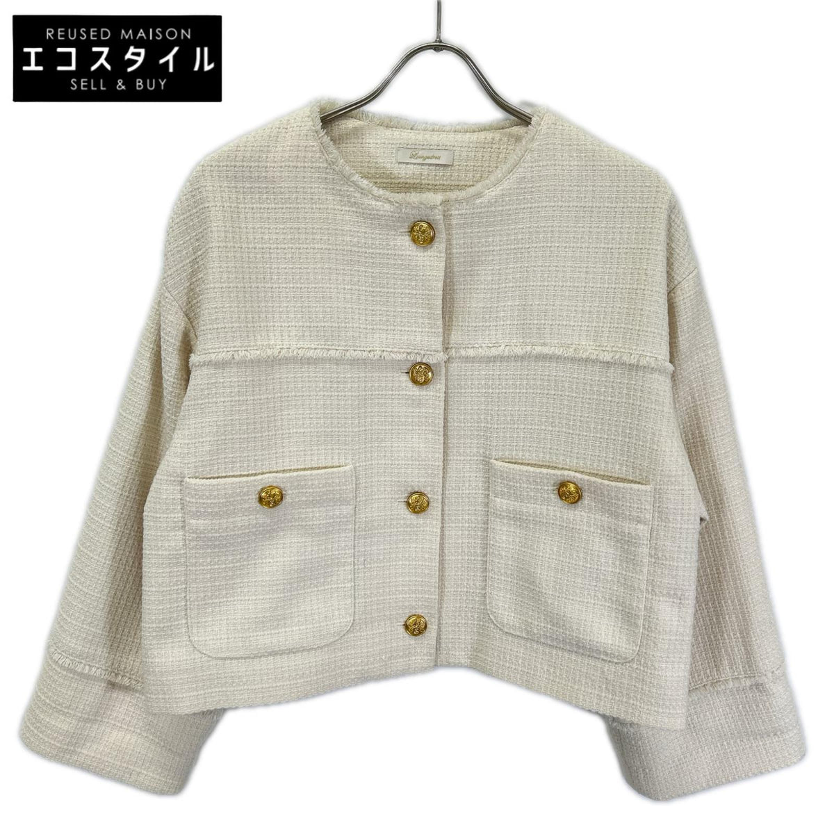 Loungedress ラウンジドレス ホワイト ツイード ノーカラージャケット ジャケット