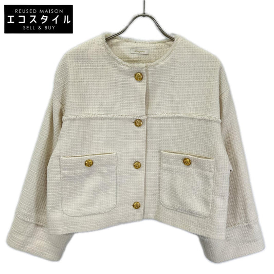 Loungedress ラウンジドレス ホワイト ツイード ノーカラージャケット ジャケット