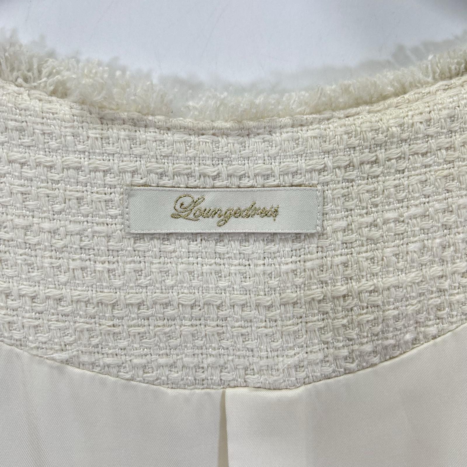 Loungedress ラウンジドレス ホワイト ツイード ノーカラージャケット ジャケット