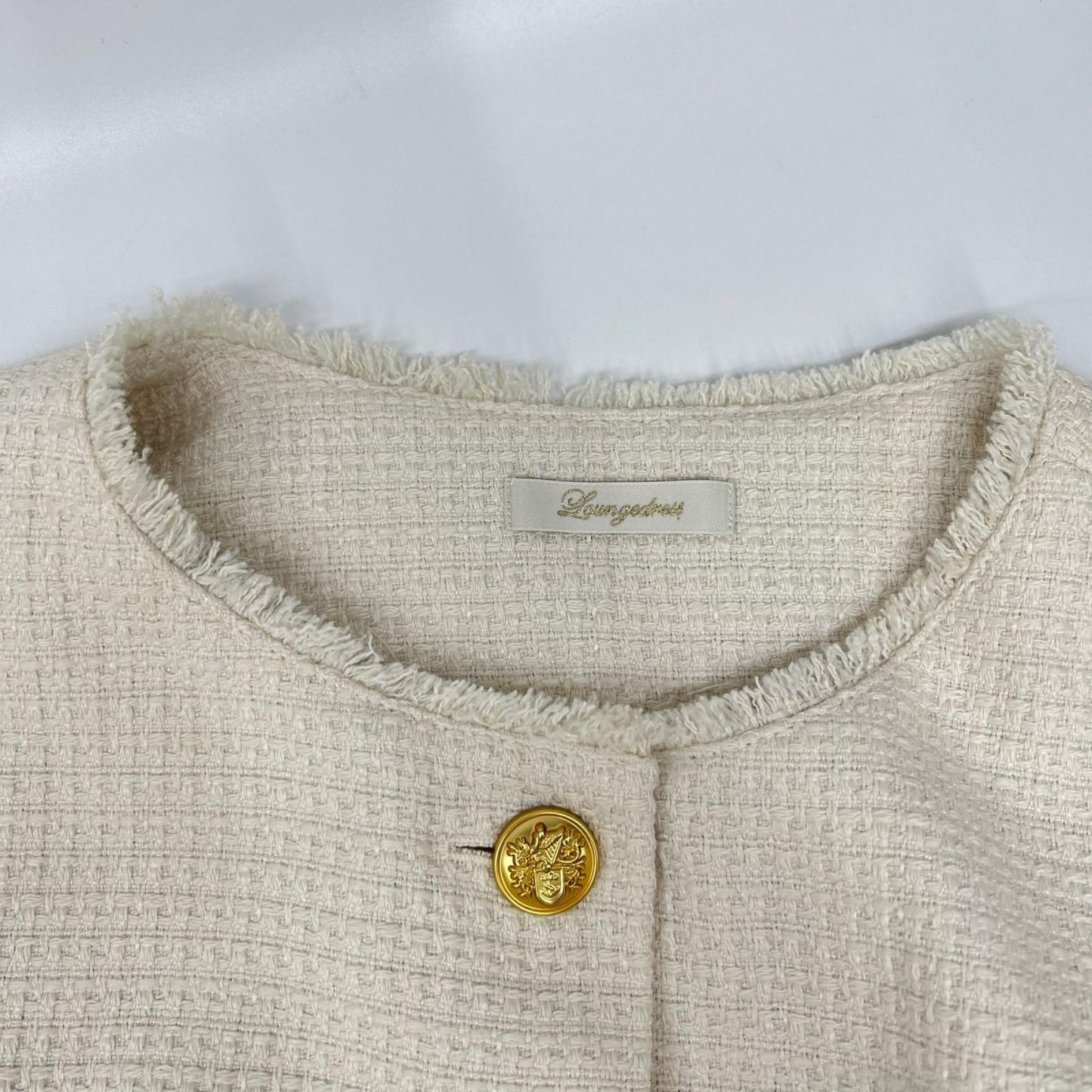 Loungedress ラウンジドレス ホワイト ツイード ノーカラージャケット ジャケット