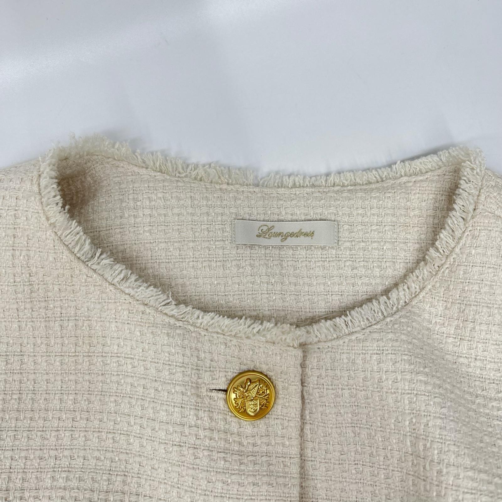 Loungedress ラウンジドレス ホワイト ツイード ノーカラージャケット ジャケット