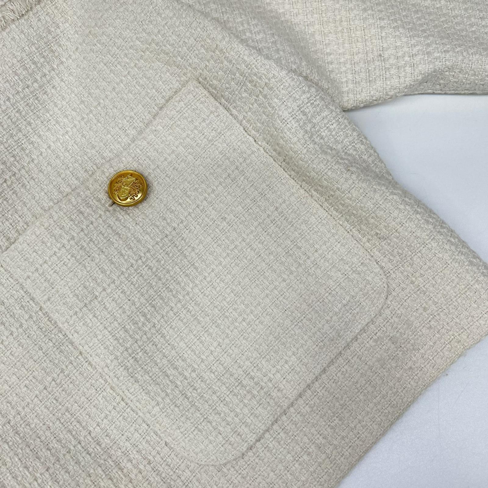 Loungedress ラウンジドレス ホワイト ツイード ノーカラージャケット ジャケット