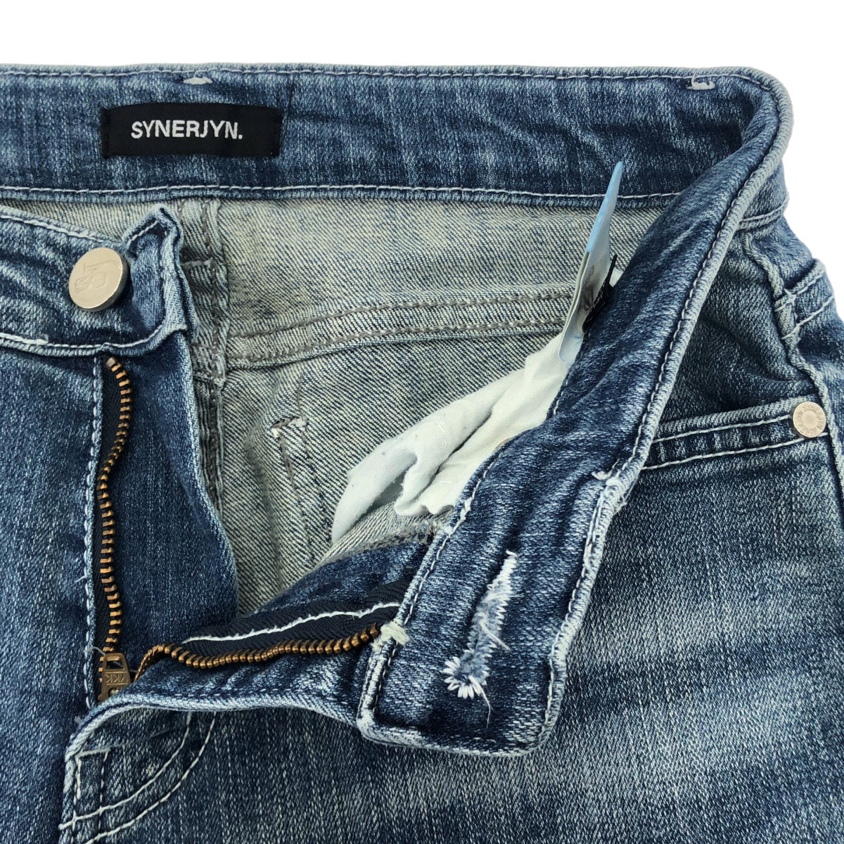 その他ブランド 【SYNERJYN.】ブルー CAT WASHING MID-RISE ジーンズ ボトムス