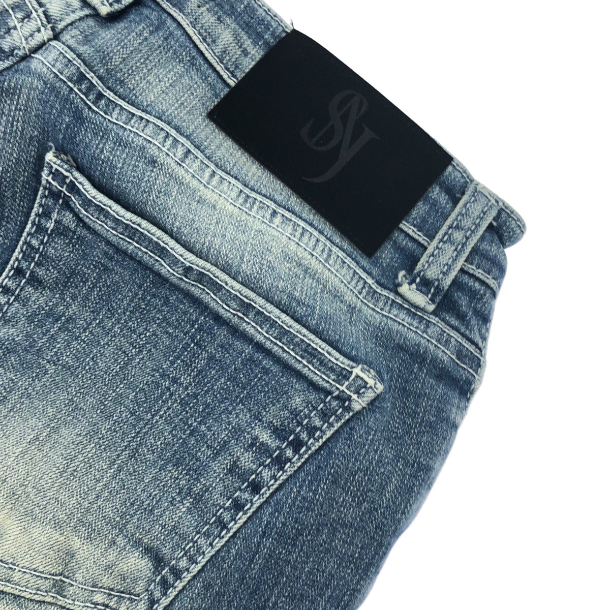 その他ブランド 【SYNERJYN.】ブルー CAT WASHING MID-RISE ジーンズ ボトムス