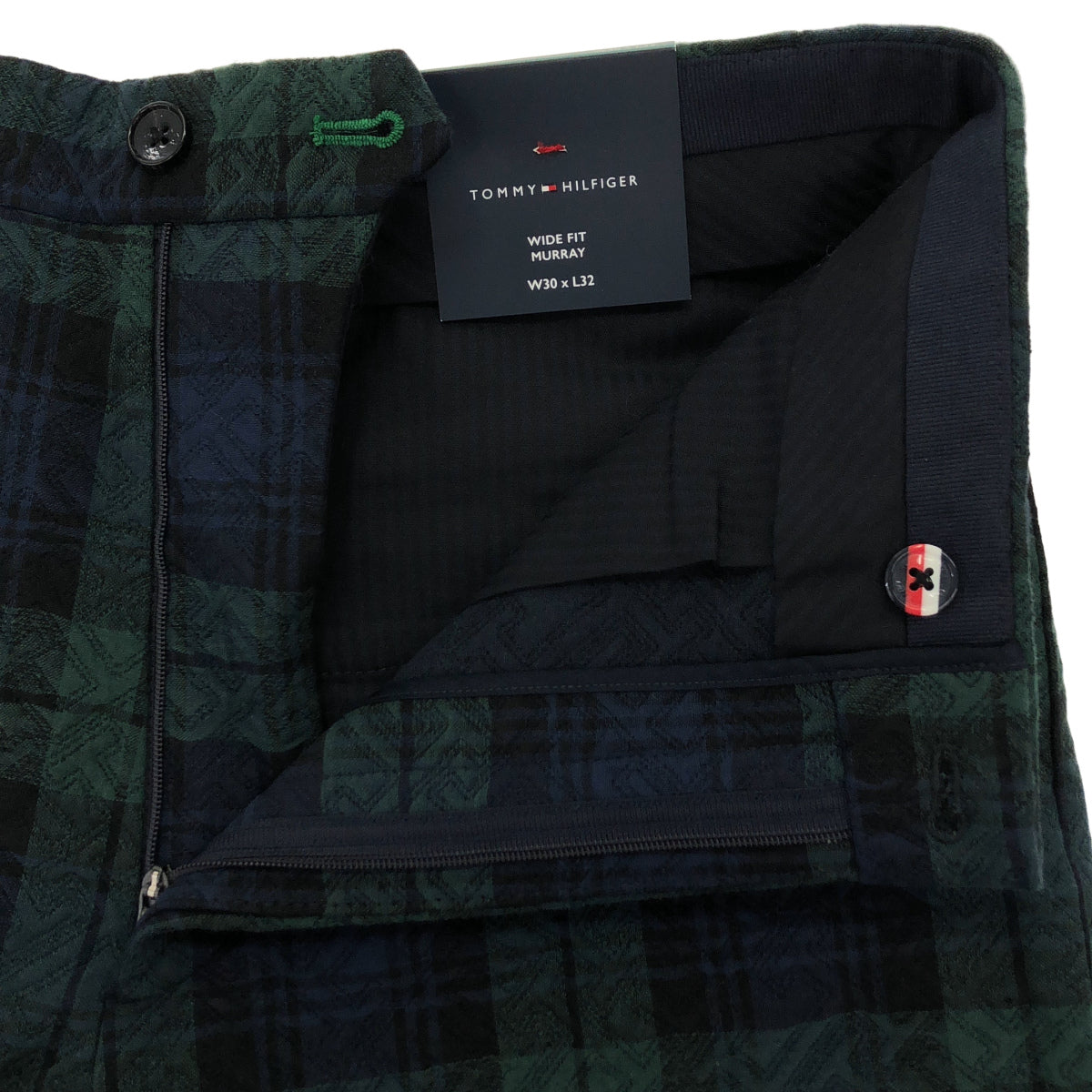 TOMMYHILFIGER トミーヒルフィガー グリーン×ネイビー チェック パンツ ボトムス