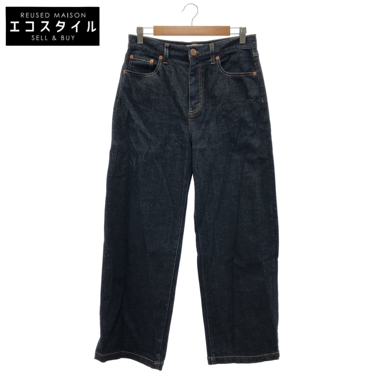 24年 インディゴ コットン ワイド デニム パンツ ボトムス