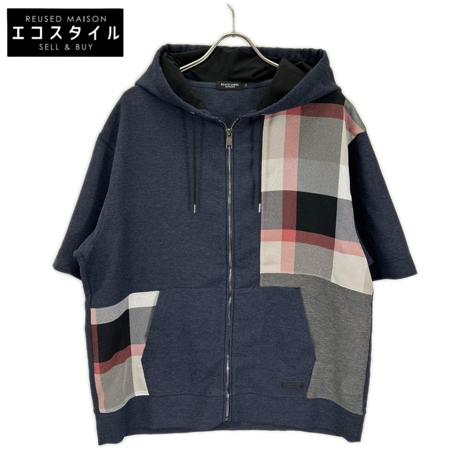 BLACK LABEL CRESTBRIDGE ブラックレーベルクレストブリッジ 26年 ネイビー カラミチェックパッチワークフーディー ジャケット