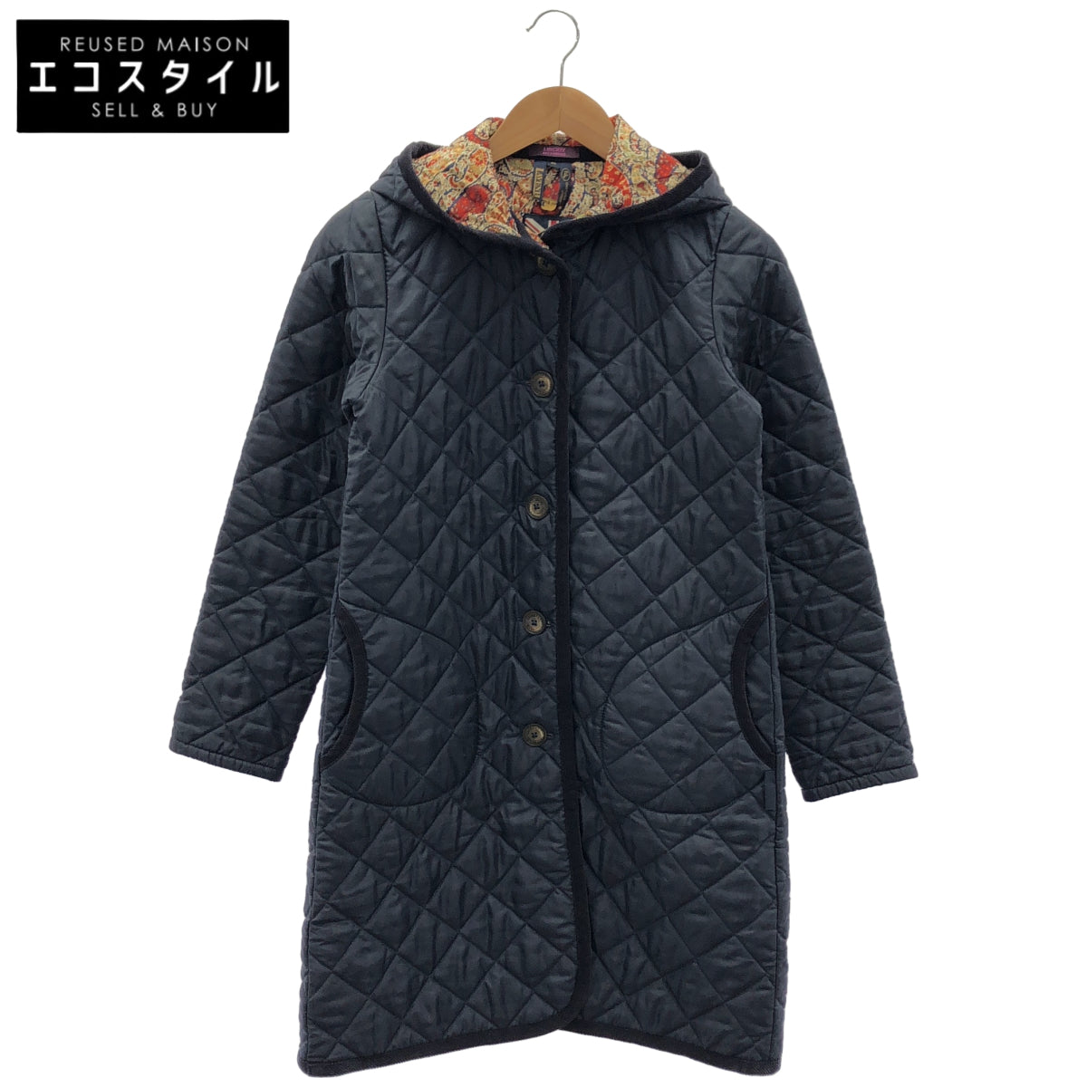 LAVENHAM ラベンハム ネイビー リバティ キルティング ロングコート トップス