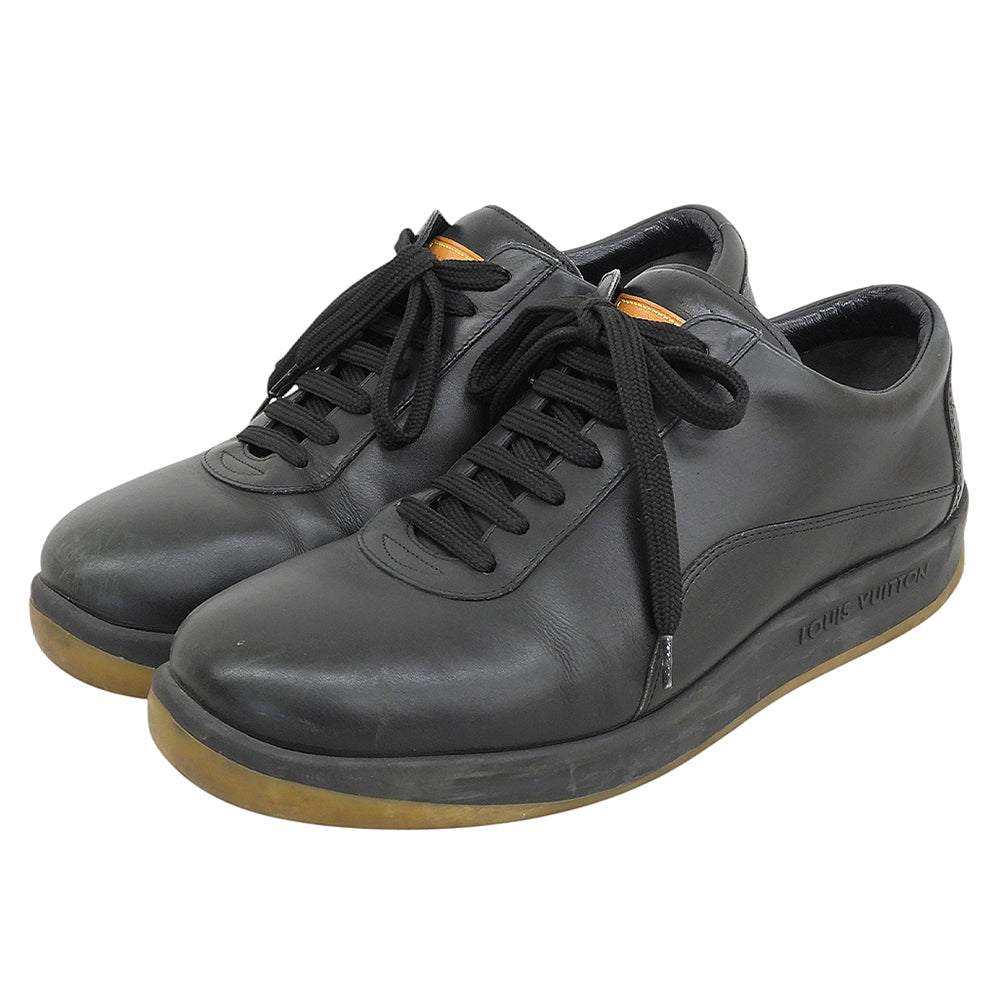LOUIS VUITTON ルイヴィトン レザー ローカット スニーカー シューズ メンズ ブラック 5 1/2 シューズ