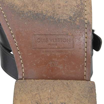 LOUIS VUITTON ルイヴィトン レザー 編み込みデザイン フラットサンダル シューズ メンズ 黒 ブラック 6 1/2 シューズ