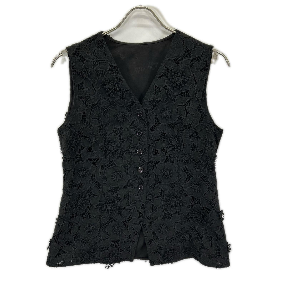 ANAYI アナイ 25SS ブラック 3Dレース刺繍ジレ ブラウス ベスト