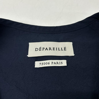 DEPAREILLE デパリエ ネイビー コットンラッフルヘムスリーブレスブラウス トップス