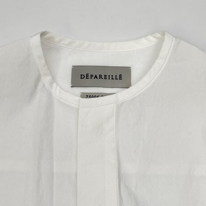 DEPAREILLE デパリエ ホワイト コットンラッフルヘムスリーブレスブラウス トップス