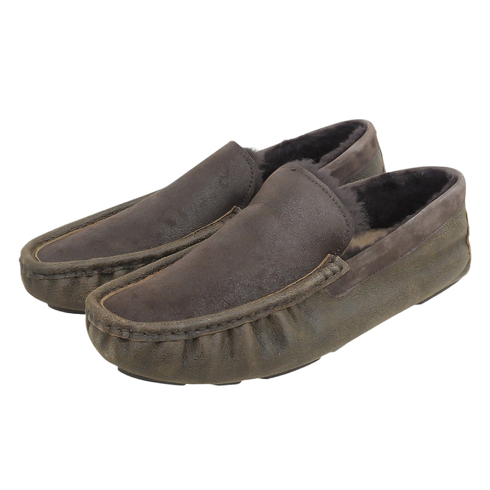 UGG アグ 美品 HENRICK BOMBER ダメージ加工 モカシンシューズ メンズ ブラウン 28cm シューズ