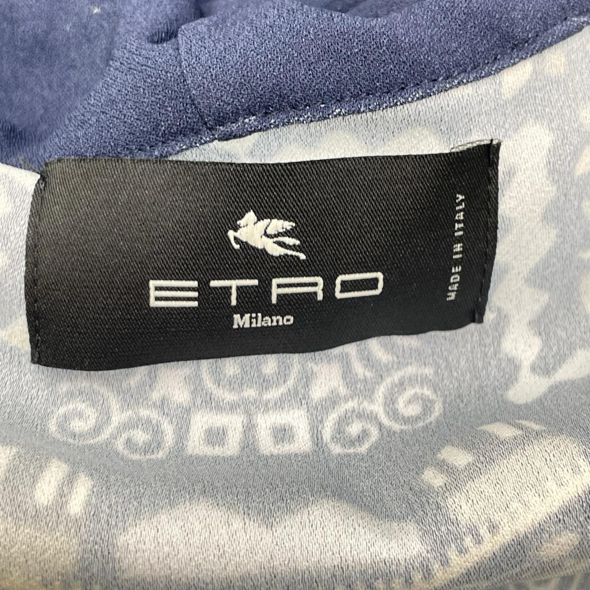 ETRO エトロ ネイビー 総柄 フード付き ジップワンピース ワンピース
